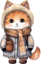 Watercolor Feline Winter Wonderland clipart Kawaii Cat Nursery Animals kitten Baby warm sweater Cute Meow Minimalistic Christmas