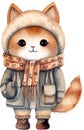 Watercolor Feline Winter Wonderland clipart Kawaii Cat Nursery Animals kitten Baby warm sweater Cute Meow Minimalistic Christmas