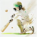 Watercolour Female Girl Cricket Player Holding a Bat - Empowering Women in Sport & Promoting Cricket. Women Playing Cricket. Made