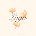 Watercolour flower logo in retro style. Beauty style wallpaper. Design concept sign. Beauty elegant style. Elegant decoration.