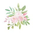 Watercolour Frame Pink White Bouquet Wedding Flower Hand Painted Summer Royalty Free Stock Photo