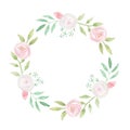 Watercolour Frame Pink Wreath Wedding Flower Hand Painted Garland Summer Royalty Free Stock Photo