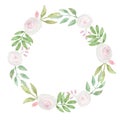 Watercolour Frame Pink Wreath Wedding Flower Hand Painted Garland Summer Royalty Free Stock Photo