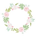 Watercolour Frame White Pink Wreath Wedding Flower Hand Painted Garland Summer Royalty Free Stock Photo