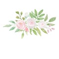 Watercolour Frame White Pink Wreath Wedding Flower Hand Painted Garland Summer Royalty Free Stock Photo