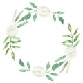 Watercolour Garland White Wedding Flower Hand Painted Wreath Summer Royalty Free Stock Photo