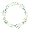 Watercolour Garland White Wedding Flower Hand Painted Wreath Summer Royalty Free Stock Photo