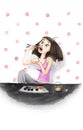 Watercolour Girl Eating Sushi Royalty Free Stock Photo