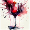 A watercolour glass of red wine