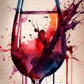 A watercolour glass of red wine