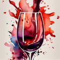 A watercolour glass of red wine