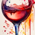 A watercolour glass of red wine