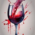 A watercolour glass of red wine