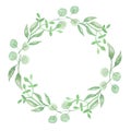 Watercolour Hand Painted Flower Green Spring Summer Wreath