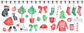 Watercolour illustration collection with colorful Christmas symbols Royalty Free Stock Photo