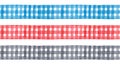 Watercolour illustration collection of seamless repeatable Gingham Checkered ribbons.