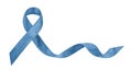 Watercolour illustration of Colon Cancer Awareness dark blue ribbon.