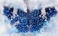 Watercolour illustration of exotical blue red cracker butterfly Royalty Free Stock Photo