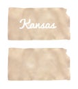 Watercolour illustration set of Kansas State Map Silhouette in natural light beige color. Royalty Free Stock Photo