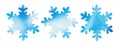 Watercolour illustration set of three various snowflakes in beautiful light blue color gradient.