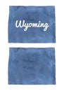 Watercolour illustration set of Wyoming State Map in navy blue in two variations