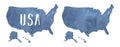 Watercolour illustration of United States Map set in navy blue color