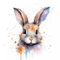 Watercolour image of a scruffy hare in pastel colours