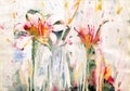 Painting lily flowers Royalty Free Stock Photo