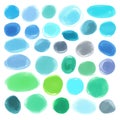 Watercolour marker circle textures drawn. Stylish elements for design. Vector blue circles