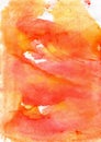 Watercolour orange shabby abstract wet drawing backdrop