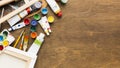 watercolour paint tubes copy space. High quality photo Royalty Free Stock Photo