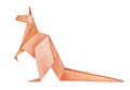 Watercolour painting of bright standing Origami Kangaroo.