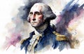 Watercolour painting of George Washington