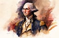 Watercolour painting of George Washington Royalty Free Stock Photo