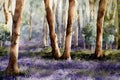 Bluebell Wood - Watercolour Painting. Generative AI