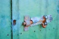 Watercolour painting of sliding bolt on shed door