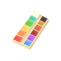 Watercolour paints palette. Artistic equipment colorful cartoon vector Illustration