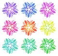 Watercolour pattern - Set of nine abstract flowers