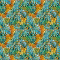 watercolour pattern tropical Monsterra leaves background