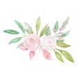 Watercolour Pink White Bouquet Garland Flower Hand Painted Summer Royalty Free Stock Photo