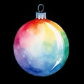 Watercolour rainbow baubles cliparts, png of Christmas tree decoration. Colourful new year scrapbooking items Royalty Free Stock Photo