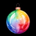 Watercolour rainbow baubles cliparts, png of Christmas tree decoration. Colourful new year scrapbooking items Royalty Free Stock Photo