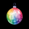 Watercolour rainbow baubles cliparts, png of Christmas tree decoration. Colourful new year scrapbooking items Royalty Free Stock Photo