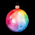 Watercolour rainbow baubles cliparts, png of Christmas tree decoration. Colourful new year scrapbooking items Royalty Free Stock Photo