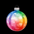 Watercolour rainbow baubles cliparts, png of Christmas tree decoration. Colourful new year scrapbooking items Royalty Free Stock Photo