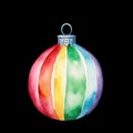 Watercolour rainbow baubles cliparts, png of Christmas tree decoration. Colourful new year scrapbooking items Royalty Free Stock Photo