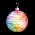 Watercolour rainbow baubles cliparts, png of Christmas tree decoration. Colourful new year scrapbooking items Royalty Free Stock Photo