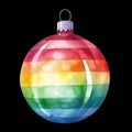 Watercolour rainbow baubles cliparts, png of Christmas tree decoration. Colourful new year scrapbooking items Royalty Free Stock Photo