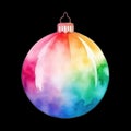 Watercolour rainbow baubles cliparts, png of Christmas tree decoration. Colourful new year scrapbooking items Royalty Free Stock Photo