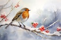 Watercolour of a robin redbreast